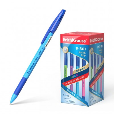 Ручка шариковая 0.7 мм синяя "R-301 Neon Grip"140мм корпус ассорти рез.грип 42751 ERICH KRAUSE /1 /5