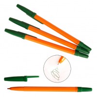 Ручка шариковая 1.0 мм зеленая , корпус оранжевый CL51-3 