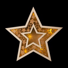 Фигурка деревянная с подсветкой Большая звезда,23х23х4,5см,2*AАA(не в компл.) НДУ-8393 Миленд 
