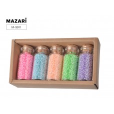 Набор бисера № 2, 5 цветов x 15,5 г, стеклянная колба / картонная коробка M-9911 MAZARI 