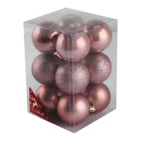 Набор шаров 6см 12шт пластик, розовое золото, ПВХ коробка 200162 Льдинка 
