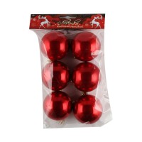 Набор шаров 6см 6шт пластик, Перламутр, красный, ОПП 200151 Льдинка 