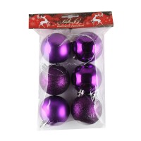 Набор шаров 6см 6шт пластик, фиолетовый, ОПП 200146 Льдинка 