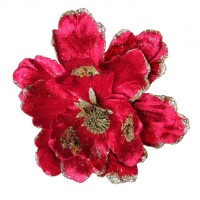 Украшение Цветок 24см текстиль, бордовый/золото 216490 Льдинка 