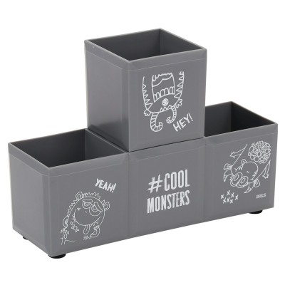 Подставка для канцелярских принадлежностей "Cool Monsters" 3 отделения , цвет черный 215448 Кокос /1