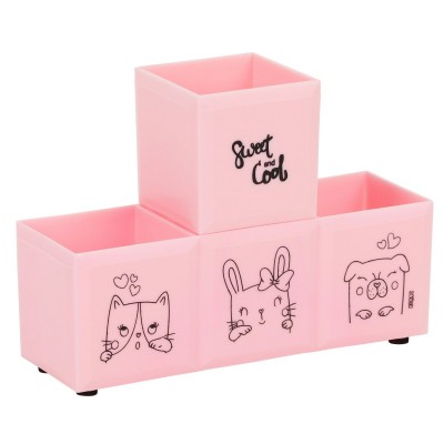 Подставка для канцелярских принадлежностей "Sweet and Cool" 3 отделения , цвет розовый 215451 Кокос 