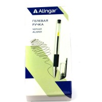 Ручка гелевая 0.5 мм черная прозрач.корп, резиновый грип AL6101 Alingar 