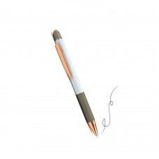 Ручка подарочная цвет корпуса белый+золото, металл+пластик, 0.7мм,автомат, стилус В2003-1 