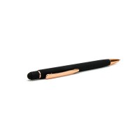 Ручка подарочная цвет корпуса черный+золото, металл+пластик, 0.7мм,автомат, стилус В1017-2 
