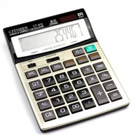 Калькулятор настольный 12 разр., 210*155*10 мм, двойное питание, серый металлик, 