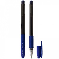 Ручка гелевая 0.6 мм синяя прозрач.корп, резиновый грип 