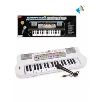Игрушка Синтезатор 37 клавиш,  бел., эл. звук, микрофон, запись, без адаптера ZYB-B0689-2 Наша игрушка 