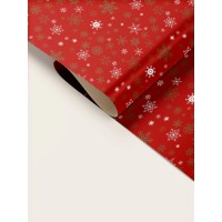 Бумага упаковочная 70х100см Новогодние снежинки на красном, доп пантон золотистый (цена за 1 лист) УБ-4335 Миленд 