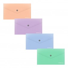 Папка-конверт с кнопкой C6, пластиковая Matt Pastel Bloom,  непрозрачный, ассорти(в пакете по 12 шт.) 61144 ERICH KRAUSE 