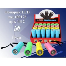 Фонарик LED влагозащищенный, 10см, без батарейки (мизинчиковые 3шт.) 1412 цв.микс 