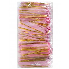 Бант оформительский - Шар 50мм Красивый узор, розовый с золотой окантовкой (полипропилен, органза) БЛ-6874 Миленд 