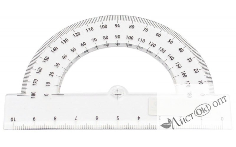 Транспортир 10 см, 180 градусов прозрачн. ТР-6015 Проф-Пресс /1 /0 /0 /500