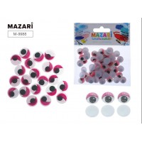 Набор для творчества. Глазки цветные с ресницами 12мм 50шт, ОПП-упаковка M-9988 MAZARI 