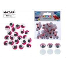 Набор для творчества. Глазки цветные с ресницами 12мм 50шт, ОПП-упаковка M-9988 MAZARI 