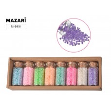 Набор бисера № 4, 8 цветов x 15,5 г, стеклянная колба / картонная коробка M-9916 MAZARI 