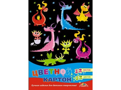 Картон цветной А4 12цв., 12л. 