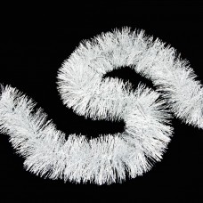 Мишура новогодняя d-10 см, дл-2м, серебро+снег 5-180-10 