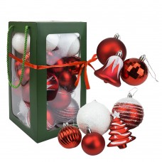 Набор шаров Красный+белый, 27шт пластик 16*16*32CM, в подарочной упаковке EL-448031-R 