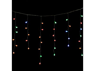 Гирлянда эл. Штора 100 лампочек LED 3*1м, Цветные шарики,  прозрачный провод 3026(5734) 