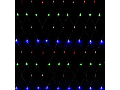 Гирлянда эл. Сетка 96 лампочек. 1.5м*1.5м. цветные огоньки, прозрачный провод 3080(2052) 