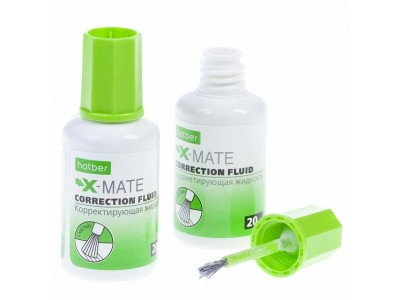 Корректор 20ml X-Mate  с кисточкой, на химической основе,  в картоннм дисплее. CF_071178 Hatber -1