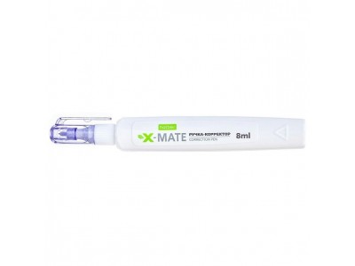 Корректор-ручка 8ml X-Mate  с гибрид.наконечником с колпачком и клипом  в картонном дисплее CP_081345 Hatber 