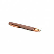 Ручка подарочная цвет корпуса бежевый+золото, металл+пластик, 0.7мм,автомат, стилус В1017-1 