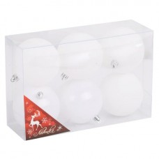 Набор шаров 8см 6шт пластик белый, ПВХ коробка 231298 Льдинка 