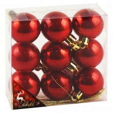 Набор шаров 4см 9шт пластик, перламутр, цвет красный, ПВХ кор. 216428 Льдинка 