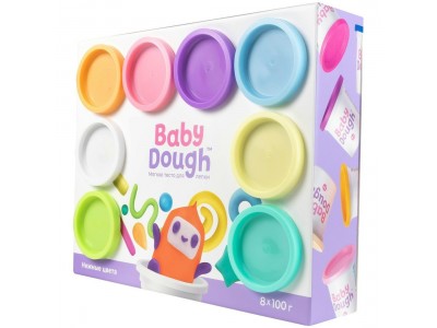 Набор д/лепки BabyDough, тесто, 8 цветов, пастельные BD021 