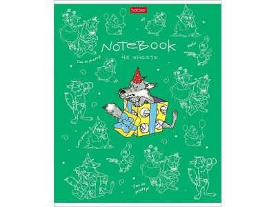 Тетрадь 48 л. клетка скр. А5 5 диз.в блоке скругл.углы серия -Забавные животные- 48Т5В1 Hatber -2