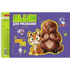 Альбом для рис. 24л. А4 на спирали перфорация на отрыв  5 диз.в блоке серия  -Happy ZOO- 24А4Всп Hatber 