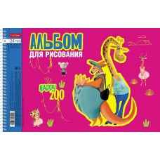 Альбом для рис. 24л. А4 на спирали перфорация на отрыв  5 диз.в блоке серия  -Happy ZOO- 24А4Всп Hatber 