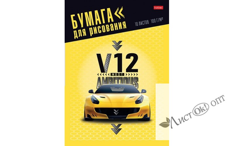 Папка для рисования А4 10л. 100г/кв.м тиснение-Sport car- 10Бр4тВ_31082 Hatber 