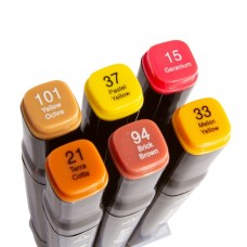 Набор Скетч-маркеров 6 цв. двухсторон, осенние краски, пулевидный/клиновидный 1-6 мм, спиртовая основа, ПВХ упаковка AL7483 Alingar 