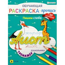 Раскраска А4 Обучающая -пропись с наклейками ПИШЕМ СЛОВА 8л,ч/б офс,обл.цел.к,скр. РП-8092 Проф-Пресс 