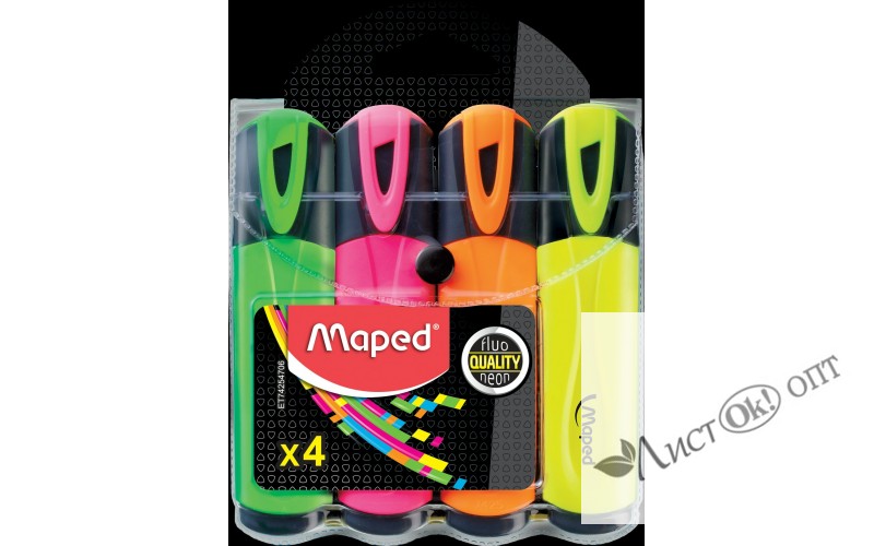 Маркер текстовый HIGHLIGHTER цвета ассорти , набор 4шт. 742547 Maped 