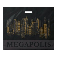 Пакет с прорубной ручкой полиэтиленовый вырубной Мегаполис черн 60х50/70 мкм, СП-4584 