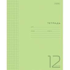 Тетрадь 12 л. клетка А5ф  65г/кв.м Пластиковая обложка на скобе   Зеленая 12Т5В1 Hatber 