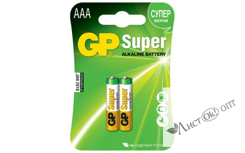 Батарейка LR03 GP Super G-Tech 2xBL цена за упак 2шт 24AA21-2CRSBC2 