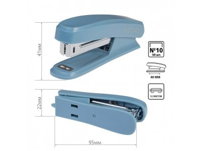 Степлер №10 на 12л 50 скоб захват 40мм -Mist-  Пластиковый с антистеплером, Ассорти DS_085951 Hatber -1