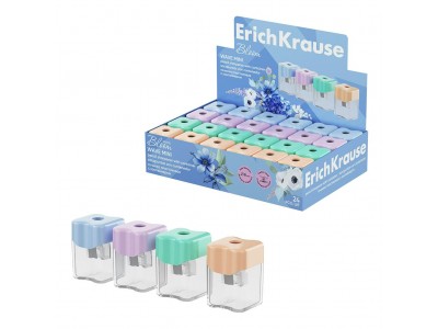 Точилка с контейнером пластиковая Wave Mini, Pastel Bloom, ассорти 60044 ERICH KRAUSE 