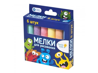 Мел асфальтовый для рисования 6 цв. MLB06 GENIO KIDS-ART 