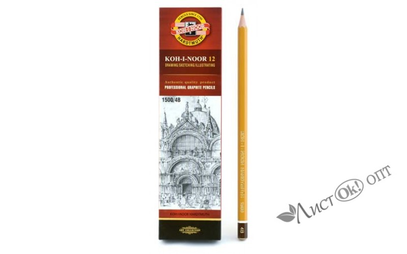 Карандаш KOH-I-NOOR 1500, 4В цена за 1 шт. 749483 /1 /12 /144 /4320