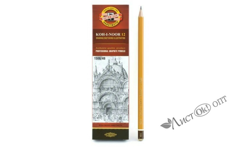 Карандаш KOH-I-NOOR 1500, НВ цена за 1 шт. 1500-HB /1 /12 /144 /4320